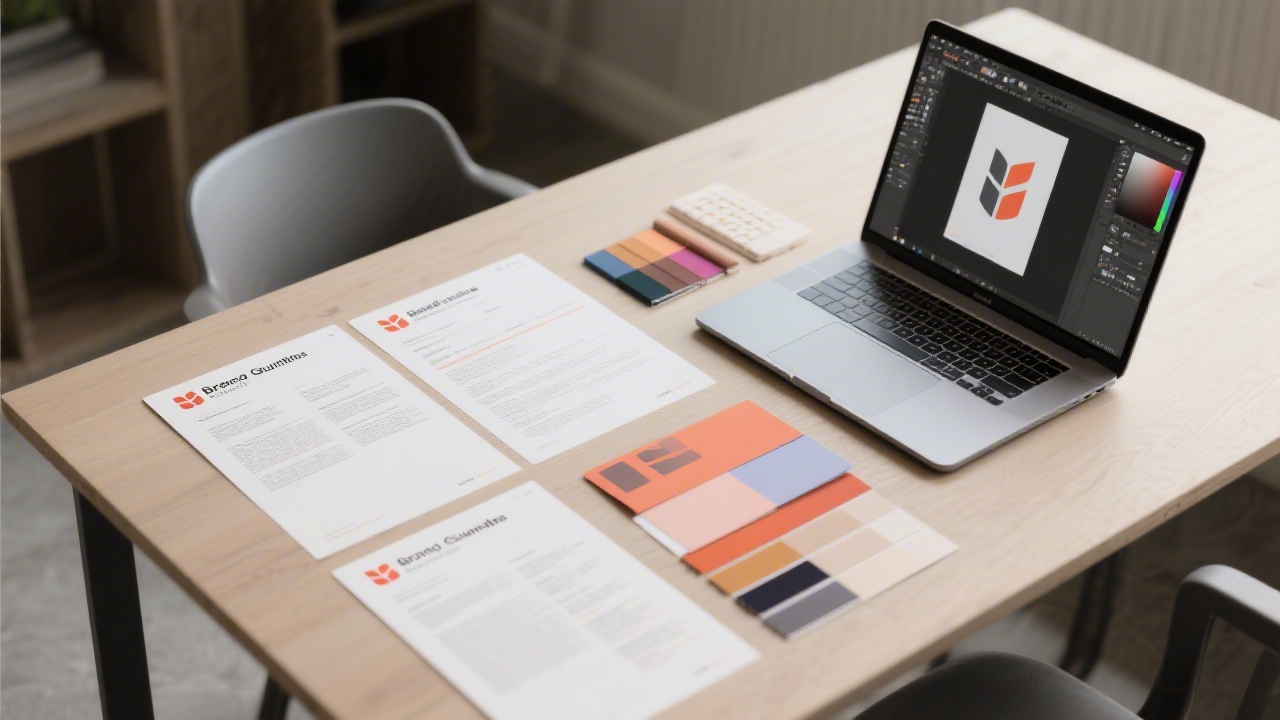 Library shelf of branding books, print samples, and Irish cultural references, creating a research environment that blends academic study with practical design inspiration.